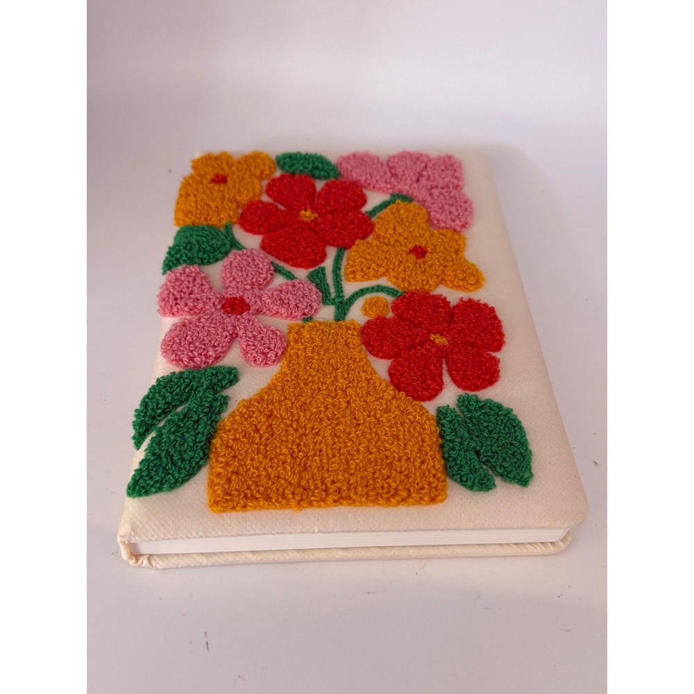 Corner Office by Jot Tufted Floral Embroidery Crewel Lined Notebook 6x8.5 Boho